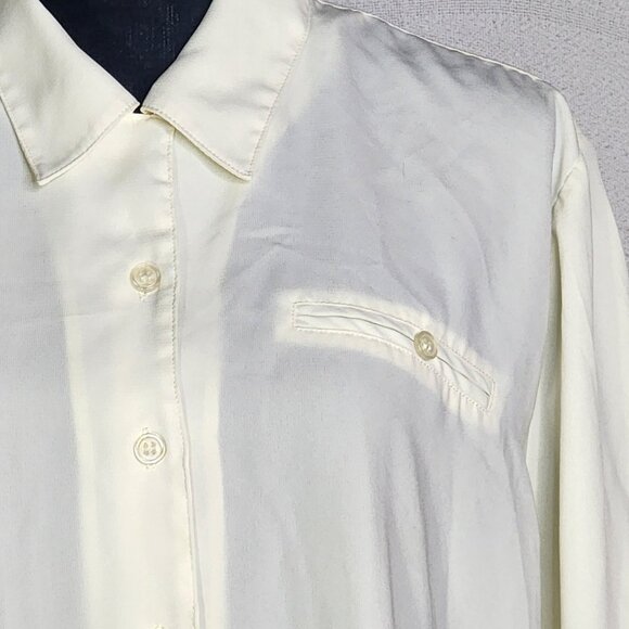 Apparenza Whipped Butter Yellow Poly SS Button Up Chest Pocket Blouse Size 1X - Picture 3 of 16